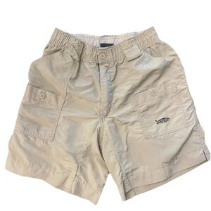 AFTCO Men's size 28 Tan fishing Shorts LONGER length khaki